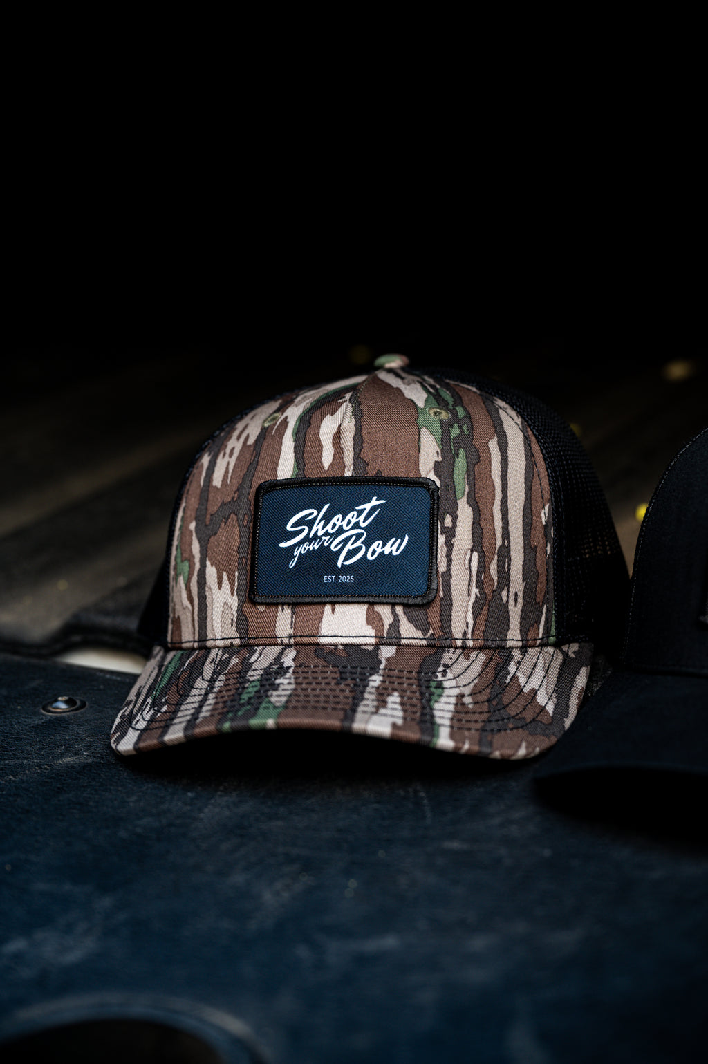 Black Patch Script Hat