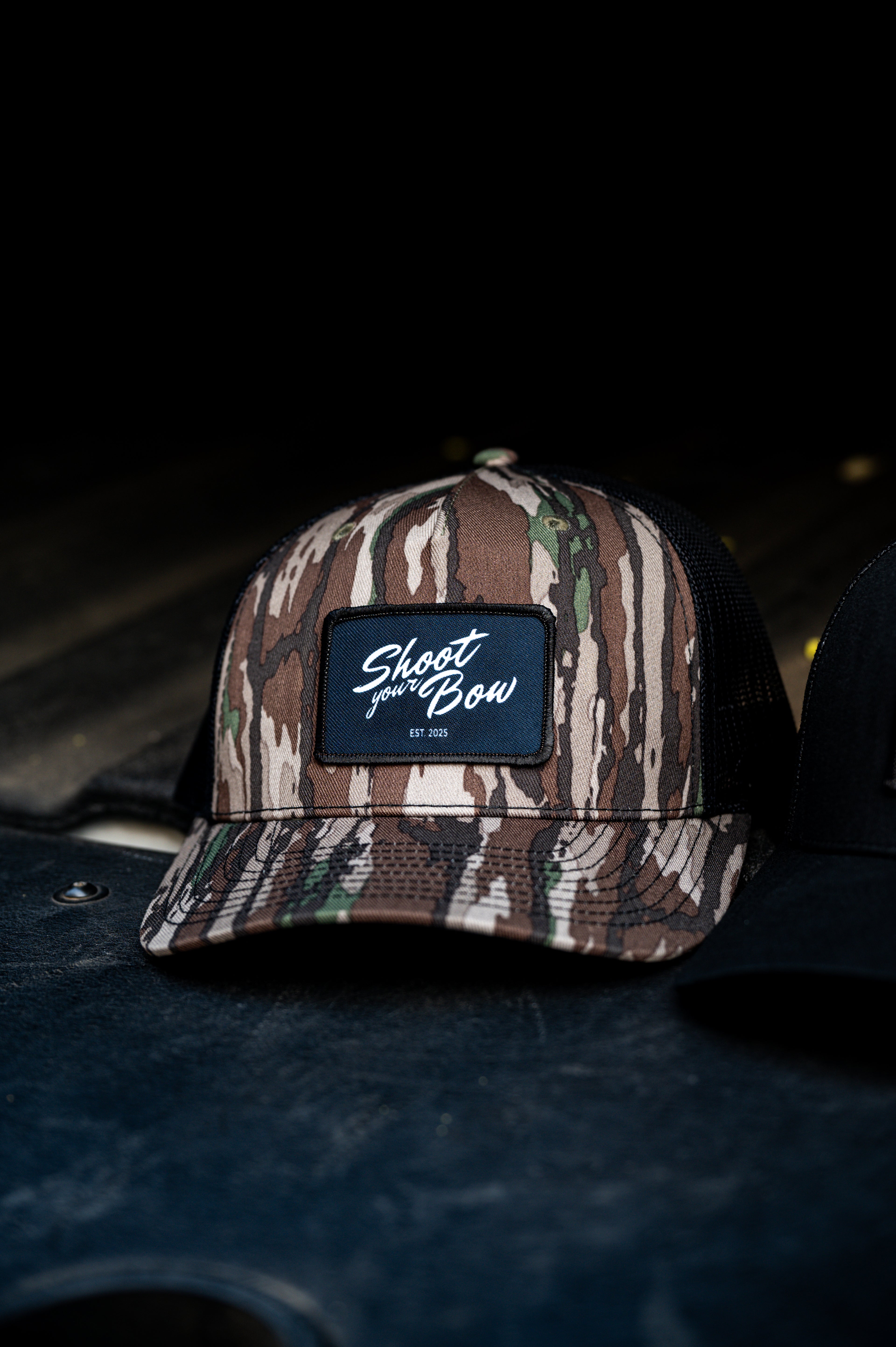 Black Patch Script Hat