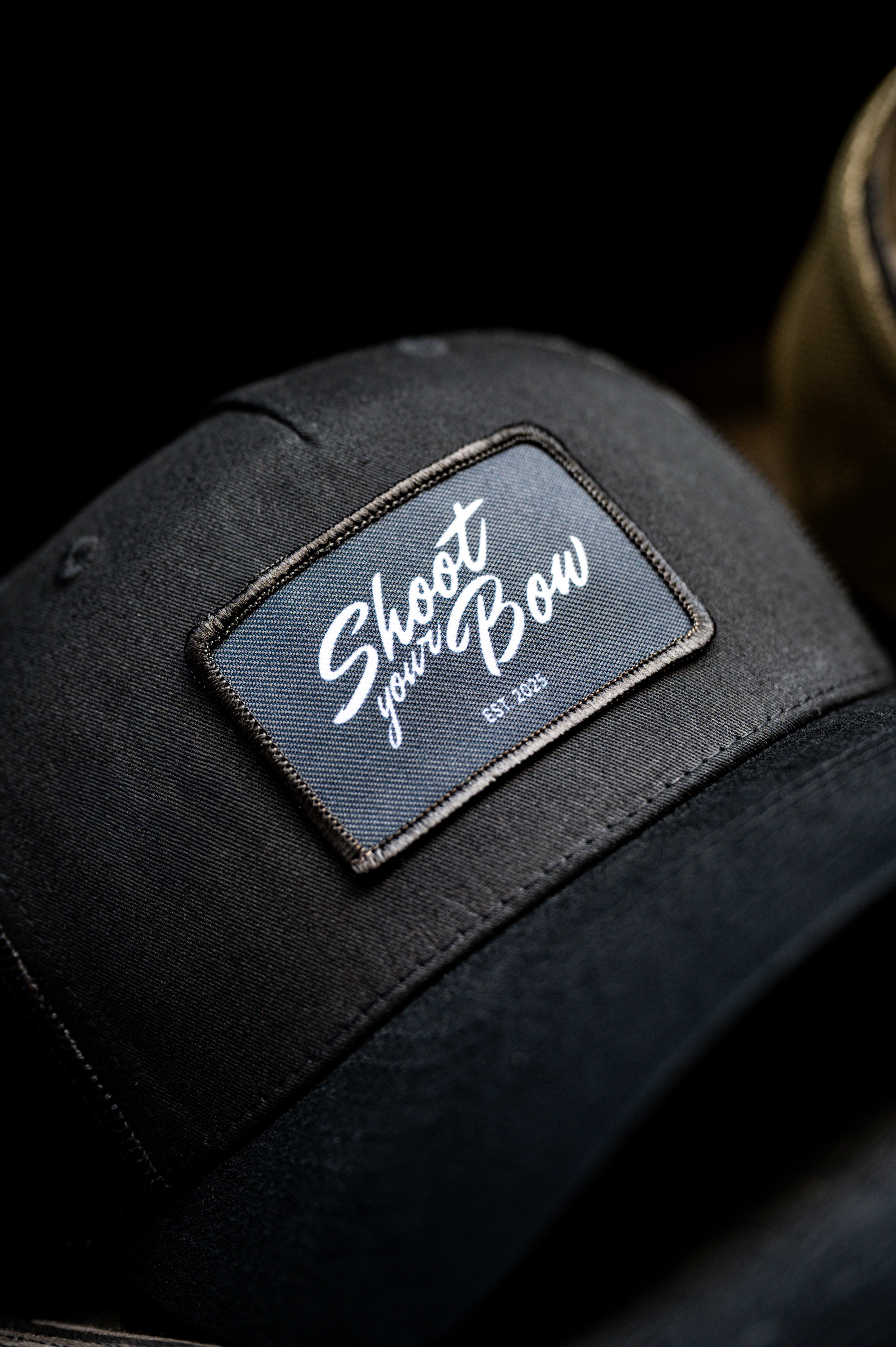 Black Patch Script Hat