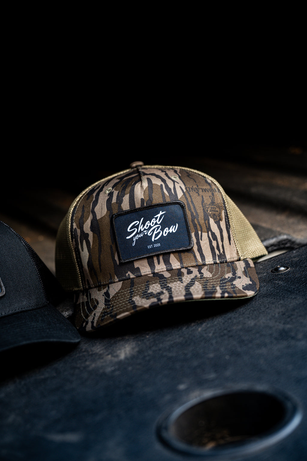 Black Patch Script Hat