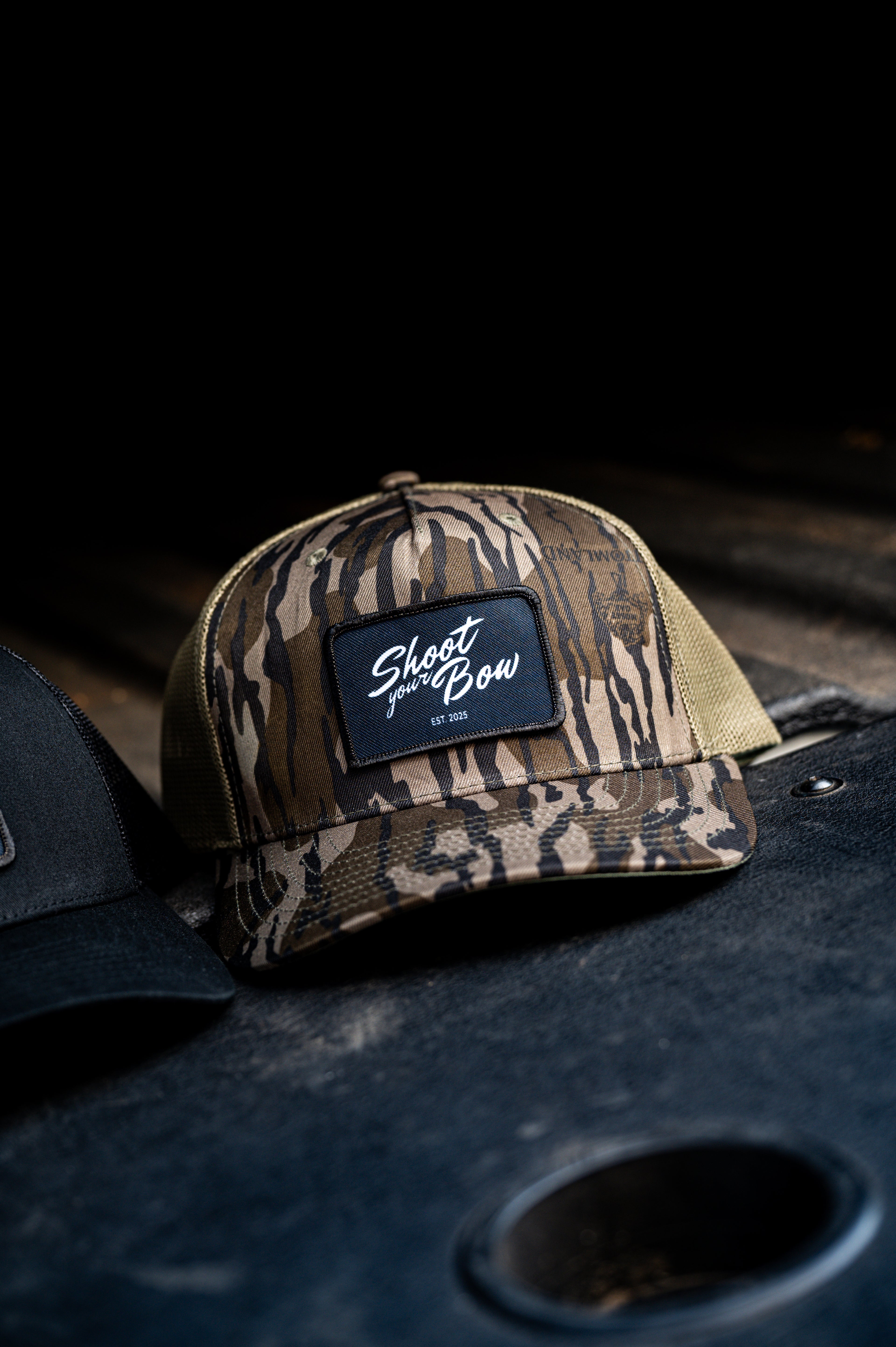 Black Patch Script Hat
