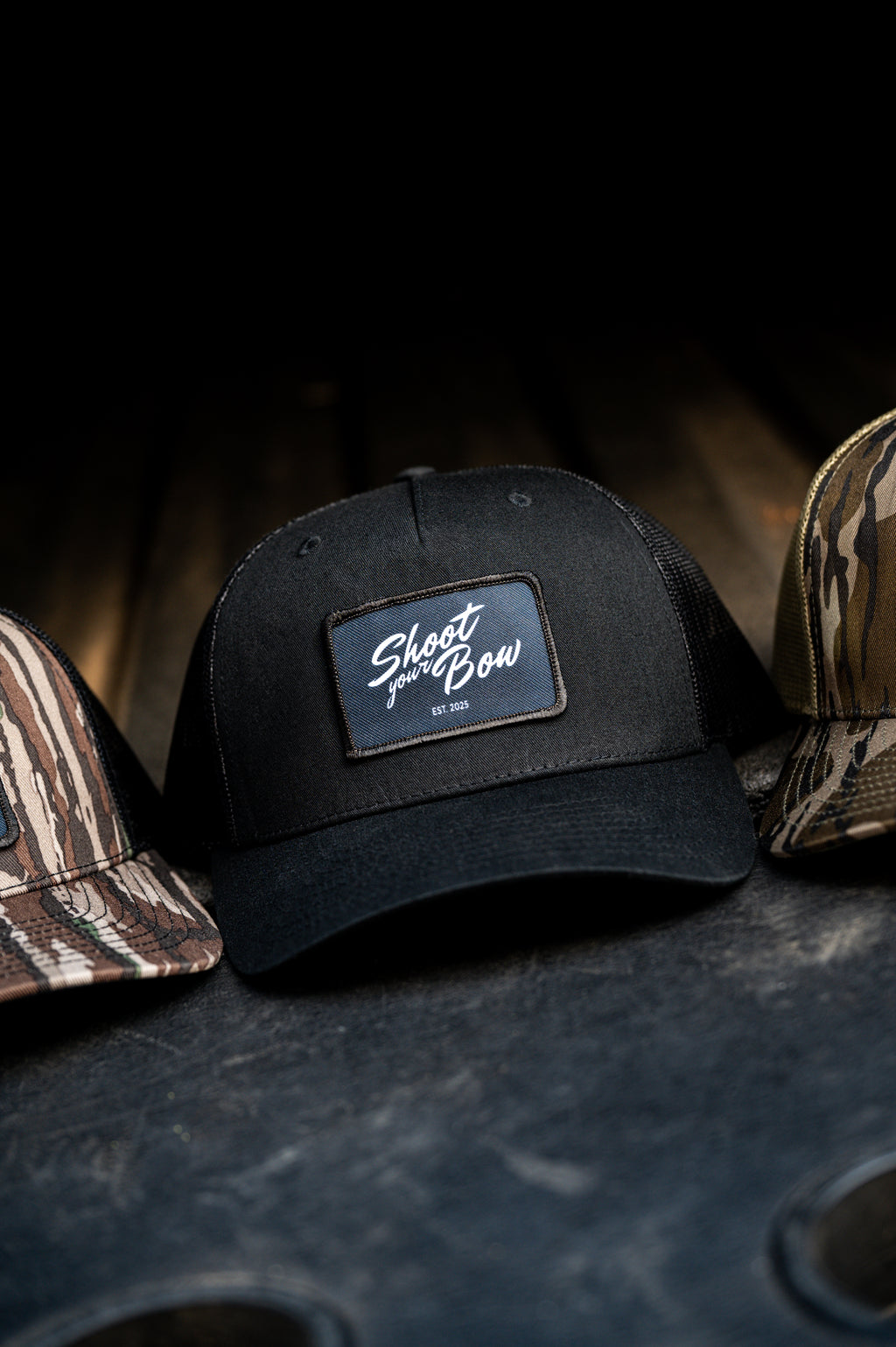 Black Patch Script Hat